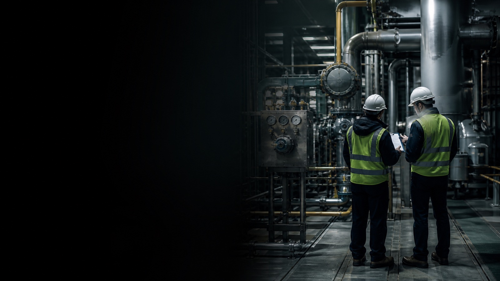 Anonymous industrial reviewers checking process equipment and project evidence